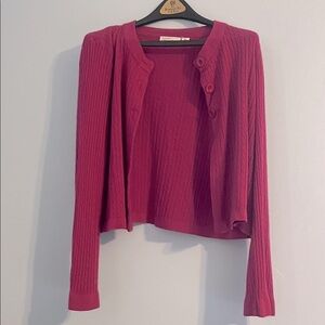 Raspberry Pink Button-up Sweater XL
